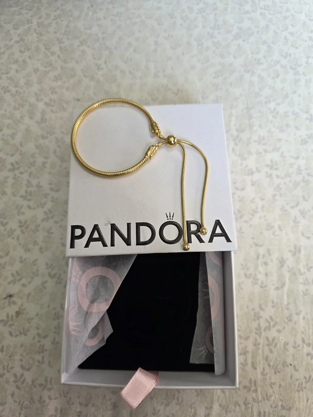 Pandora Gold-Tone Adjustable Snake Chain Bracelet